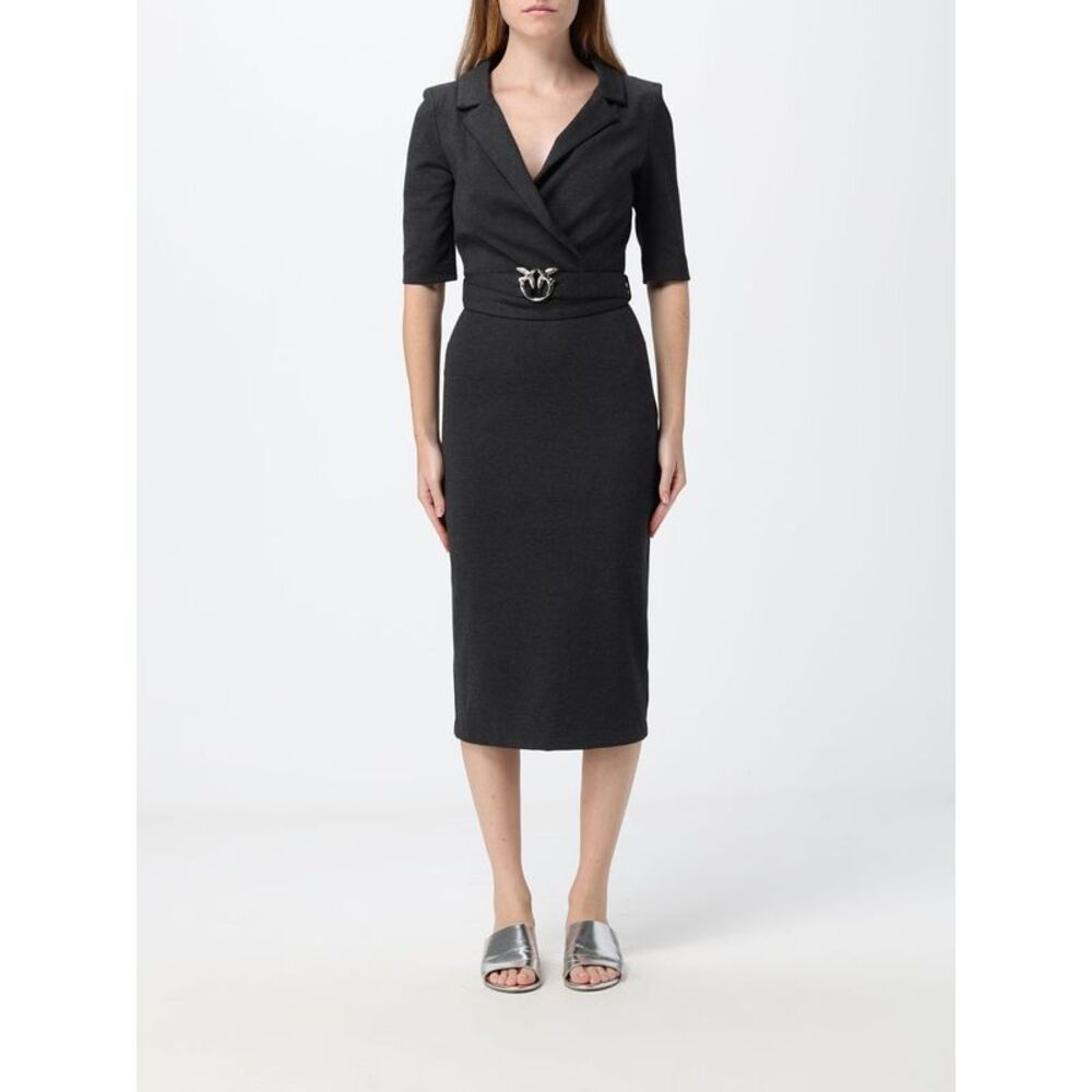 Pinko Women Pinko Arnebia Midi Wrap Dress With Logo Buckle Belt